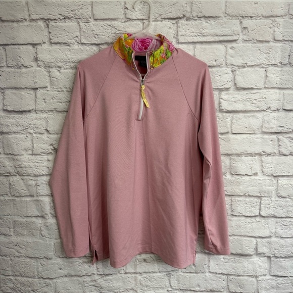 Pearly Vine Janet 1/4 Zip Pullover long sleeve shirt w SPF 40 women’s large pink - Picture 1 of 6